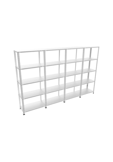 Çelikrafburada 5 Katlı 4 Lü Bitişik Çelik Galvaniz Arşiv Rafı Depo Rafı Kiler Rafı 59x93x200 Dx51 Kalite Gümüş