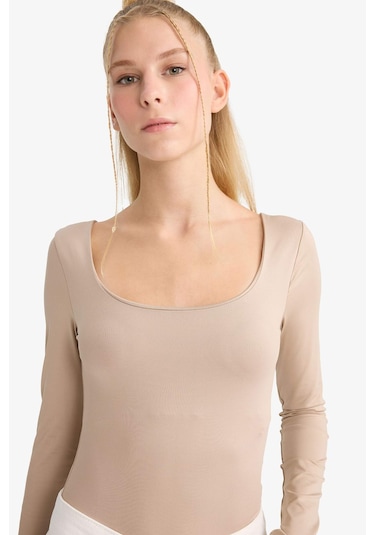 Defacto Coool U Yaka Uzun Kollu Çıtçıtlı Body F8042ax25aubg208 Bej
