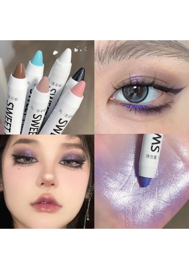 Beyaz Eyeliner Parlak Glitter Göz Farı Sopa Eyeliner Kalem 13 Renk Mat Mavi Mor M07 Pearl Gold-1.8g 01