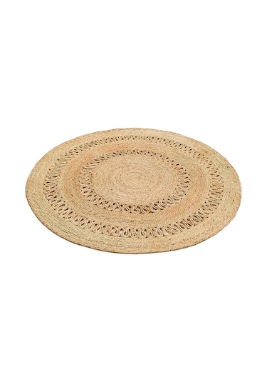 Eko Halı Flatweave Ca-122 Natural Xw Daire Dekoratif Jüt Kilim