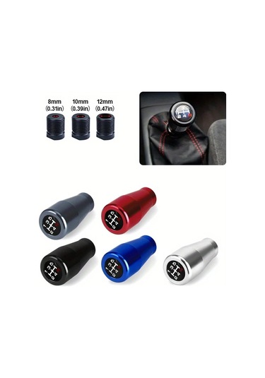 Xuweiwei Mavi 5 Vites Manuel Vites Topuzu Aluminyum Abs Kısa 7cm 3 Adaptörlü