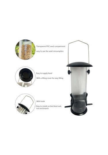 Qingmipy Kuş Besleyici - 420ml Kapasiteli Asma Tip Bahçe Kuş Yemliği 2 Besleme Delikli