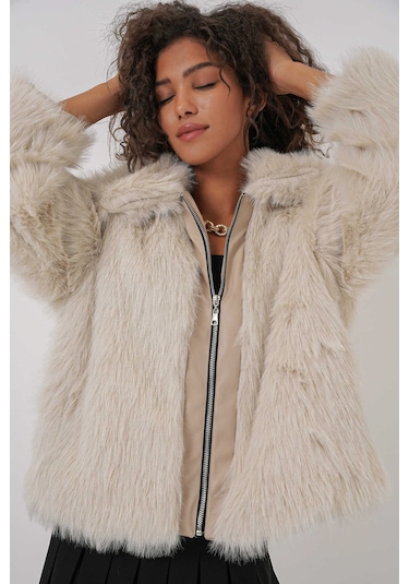 Gabria Deri Fermuarlı Kürk Taş