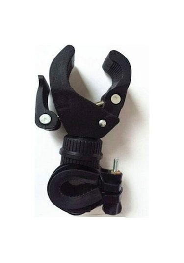 Hombey Siyah Bisiklet Fener Tutucu 360 Derece Döner U Tipi Led El Feneri Klipsi 20-35mm Direk Uyumlu Bisiklet Aksesuarı Siyah