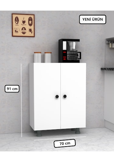 Çok Amaçlı Dolap Kiler Dolabı Mutfak Dolabı İki Kapaklı 70 Cm