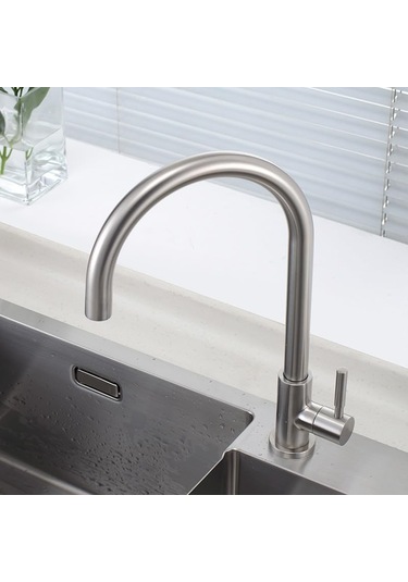 Mutfak Musluğu Döndürülebilir Sıcak Ve Soğuk Çamaşır Yıkama Lavabo Musluk, G Tek Soğuk Evrensel Spout Fırçalanmış Paslanmaz Çelik