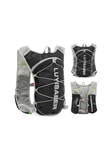 Ultra Hafif Koşu Çantası Yansıtıcı Nefes Alabilen Yürüyüş Sırt Çantası Naylon Açık Hava Spor Maraton Hidrasyon Sırt Çantası Siyah