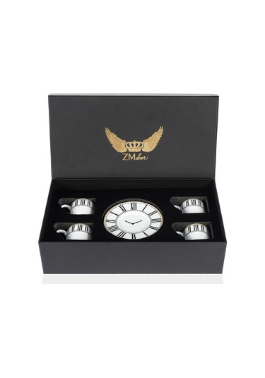 Saat Türk Kahve Fincan Seti 4'lü&hediye Kutulu Beyaz