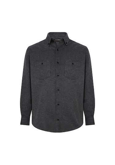 Lugon Klasik Kışlık Pamuk Kaşmir Görünümlü Erkek Gömlek - Gri