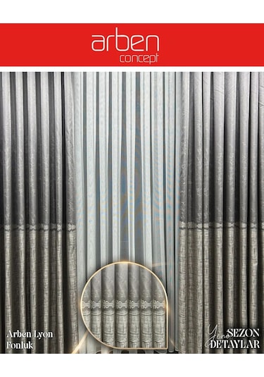 Arben Concept Lyon Pano Fon Perde / Ölçünüze Özel Dikim Gri