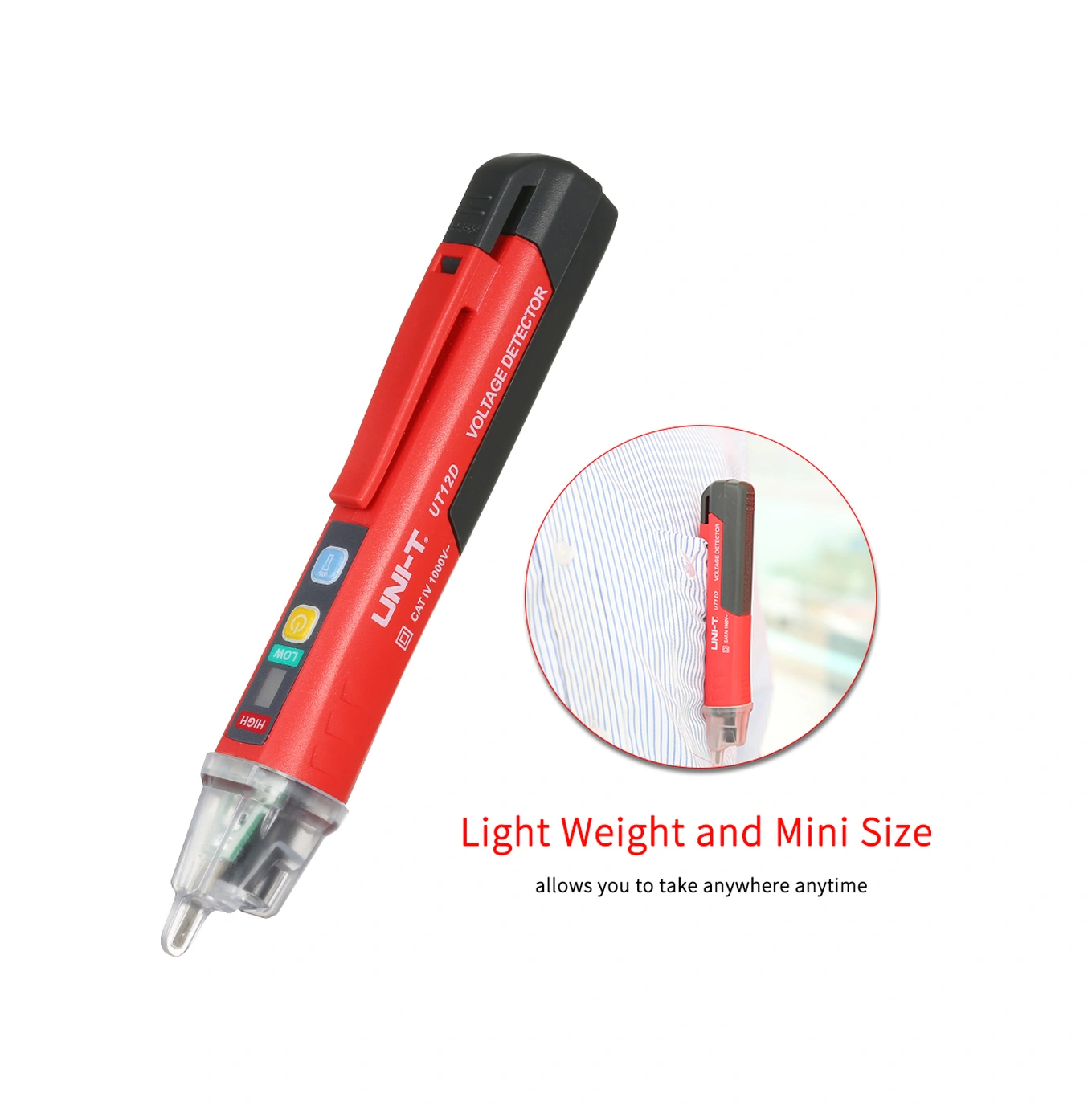 Yunboo Unı-t Ut12d Akıllı Voltaj Testeri: 24v-1000v Aralığında Ac Tespiti, Sıfır-ateş Tel Tanıma, Işık Ve Sesli Alarm, Fener Özelliği, Pil Yok
