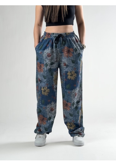 Cocopelli Paça Ayarlamalı Çiçek Desenli Jogger Pantolon Coc2804 Desenli