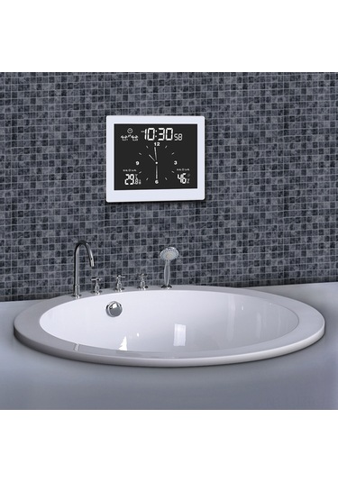 Geeroyoo Ip65 Su Geçirmez Dijital Saat - Lcd Ekranlı Oda Sıcaklık Nem Ölçer, Alarm, Geri Sayım Ve Zaman Gösterici Fonksiyonları Beyaz Beyaz