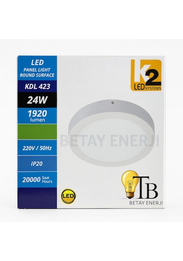 K2 Led Systems Kdl 423 24w Yuvarlak Led Panel Beyaz