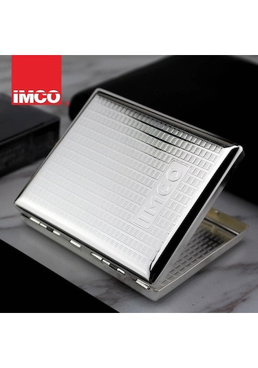 Imco Logolu Kısa Metal Sigara Tabakası 18 Li Gümüş