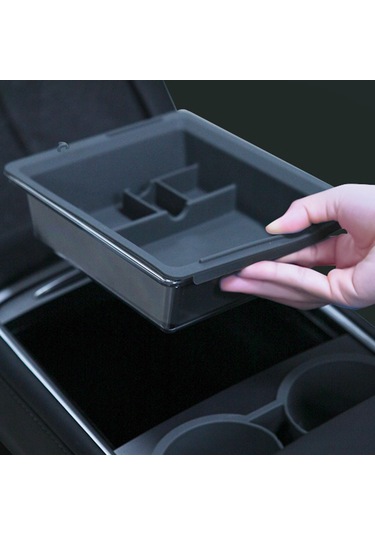 Yaozixa Tesla Model 3/y İçin Silikon Ve As Malzeme Kontrol Konsolu Organizatörü - Siyah Depolama Kutusu Seti