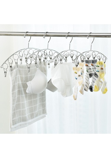 Monyee 8 Klipsli Paslanmaz Çelik Gömlek Çorap Kurutma Rafı 4.0 Tel - Dayanıklı Ev Gereci Gümüş