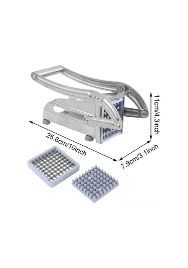 Neevoyu Stainless Çelik Patates Dilimleyici, 2 Kesme Blades 36+64 Delik , Ergonomik Kollu, Anti-skayak, Sebzeler Ve Meyveler İçin Uygun Gümüş