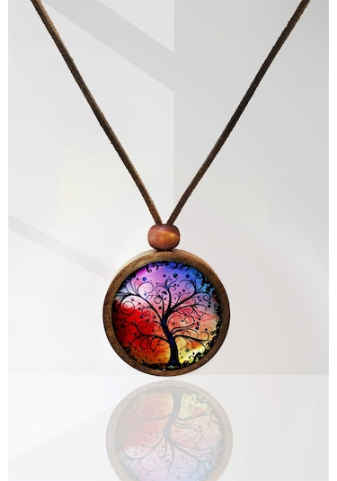 Yaşam Ağacı Ahşap Kolye Gümüş