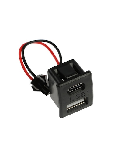 Type-c / Usb A Dişi Soket Kavisli 2 Pin 10cm Kablo Jst Çift Usb