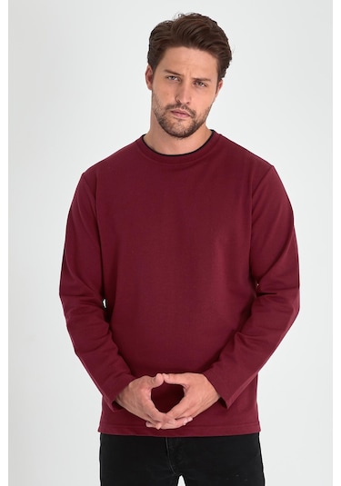 MMetalic Çift Bisiklet Yaka Standart Rahat Kesim Erkek Sweatshirt MTLCE68 Bordo MMetalic Çift Bisiklet Yaka Standart Rahat Kesim Erkek Sweatshirt MTLCE68 Bordo