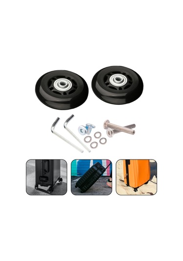 Suntek Bagaj Bavul Tekerlekleri Aşınmaya Dayanıklı Esnek 40x18mm Siyah