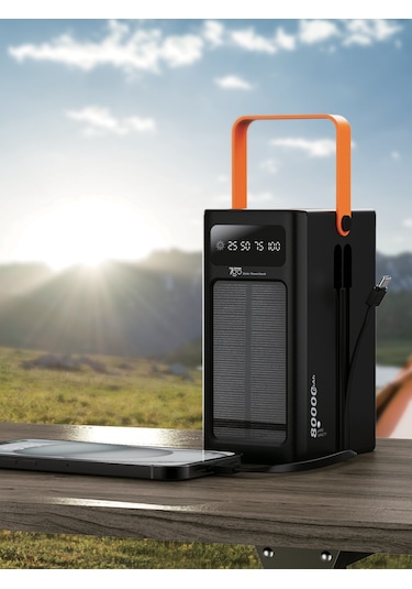 7go Gpw-05 80.000mah Solar Powerbank 4xusb-a, Qualcomm 3.0 Hızlı Şarj, Dahili Lightning & Usb-c Ka Siyah
