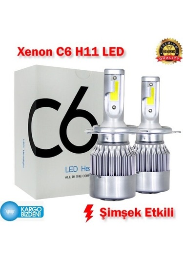 Şimşek Etkili C6 Led Xenon H11 Led Zenon Far Ampül Deli Mavi 437791531