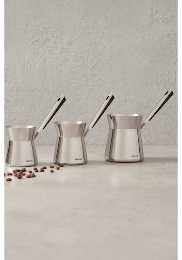 Hisar Galata Cezve Seti Takımı - 3 Lü Cezve Seti Paslanmaz Çelik