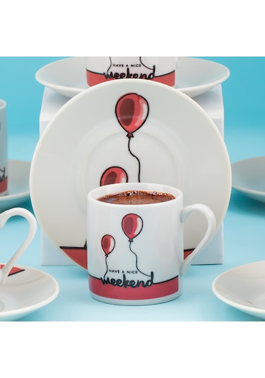 Porsima 03 Porselen 12 Parça Türk Kahve Fincan Takımı 90ml