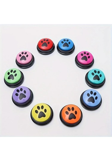 Honeybeeshop 8pcs Köpek Eğitim Düğmeleri Pati Desenli Etkileşimli Oyuncak Dayanıklı Plastik Eğitim Aksesuarları Tüm Irklar İçin