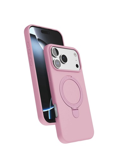 Özel Apple I Phone 17 Pro Regal Magsafe Standlı Kapak - Açık Pembe Fırsat