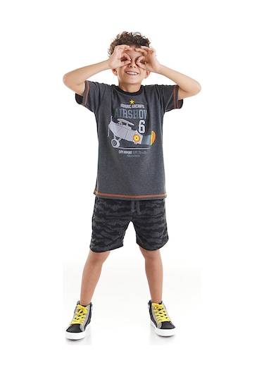 Denokids Mshb&g Uçak Erkek Çocuk T-shirt Şort Takım Çok Renkli