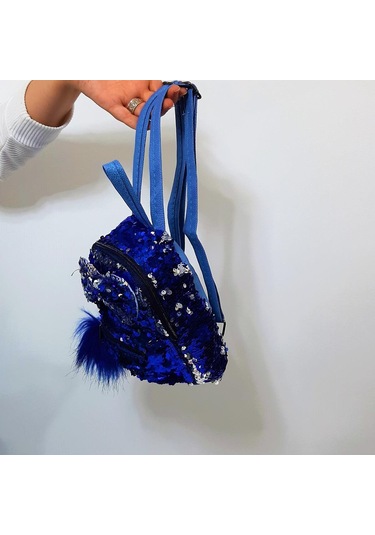 Fiyra Crn Saks Pullu Kız Çocuk Sırt Çantası 16cmx20cmx10cm Saks Mavi