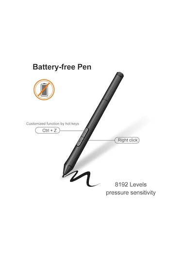 T503 G10 Grafik Tablet İçin 10moons Taşınabilir Kablosuz Pilsiz Kalem, 2 Özel Tuşla 8192 Basınç Seviyesi