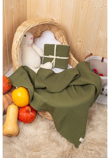 Yeşil 2 Katlı Müslin Örtü Seti 2 Li 75x75 CM Yeşil