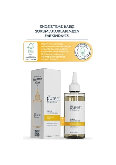 The Purest Solutions Oil Control Toner 2% Bha Salicylic Acid 200 Ml