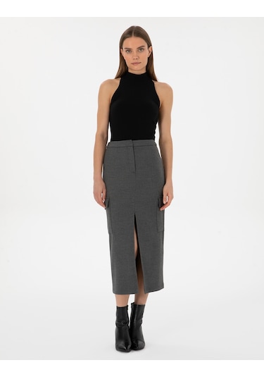 Pierre Cardin Kadın Antrasit Etek Dokuma 50314094-vr006 Antrasit