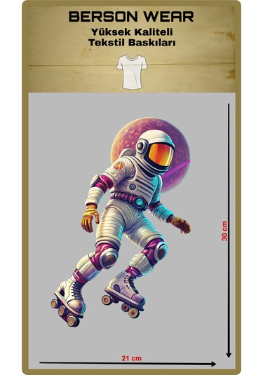 Bersonay Patenli Astronot Tekstil Baskısı Ütü İle Kolay Yapışan Baskı Arma Yama