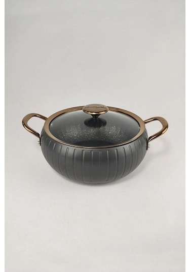 Oms 3528 Antrasit Bakır 7 Parça Meridian Tencere Seti