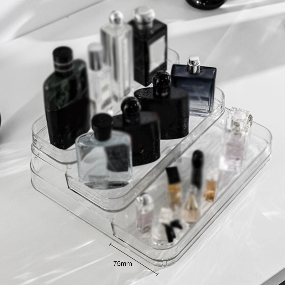 Skycity Üç Katlı Akrilik Makyaj Organizer - Transparan Step Tasarım Parfüm Ve Kozmetik Gösterge Rafı Şeffaf