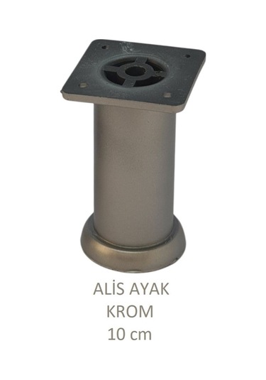 Alis Ayak, Baza Koltuk Dolap Ayağı, Plastik, Krom, 10 Cm, Vidalarıyla Mat Krom