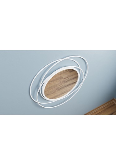 Halkalı Model Metal Dekoratif Duvar Aynası Beyaz