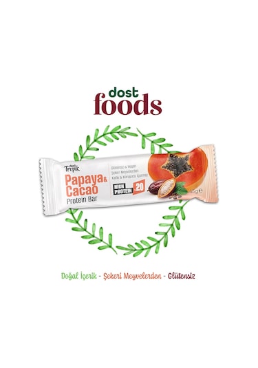 Papaya Ve Kakao Aromalı Protein Bar 45 G Protein İçeren Atıştırmalık Ve Sporcu Barı 5 Adet
