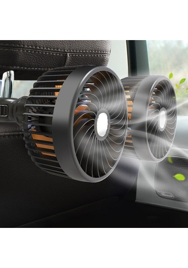 Pazly 360 Derece Dönebilen Usb Araç Arka Koltuk Soğutma Fanı, Hız Ayarlı, Taşınabilir, Siyah