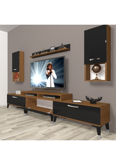 Decoraktiv Ekoflex 270da Slm Silver Tv Ünitesi Tv Sehpası Ceviz - Siyah