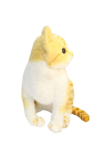 Miyavlayan Sesli Sarı Tekir Kedi Peluş Oyuncak 25 cm