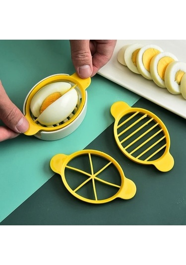 Trendooze Gaojunshop01 Pratik Yumurta Sert Meyve Dilimleyici Sarı 3ü 1 Arada Mutfak Aleti Sarı