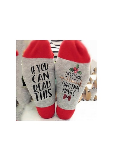 Skycity Erkek Kadın Kullanıma Uygun Kırmızı Noel Çorabı - Nefes Alıcı, Ter Emici Pamuklu Malzeme İle Dayanıklı Kırmızı