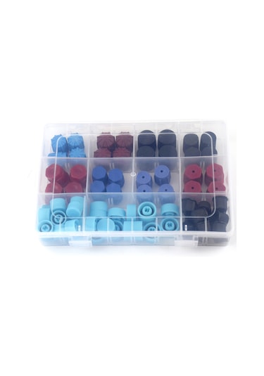 Ranyeek Otomobil Klima Bakım Tulumu, 77 Adet Standart Servis Port Kapakları, Çoğu Model Uyumlu, Kolay Kurulum, Dayanıklı Abs Malzeme, Saklama Kutusu İçerir